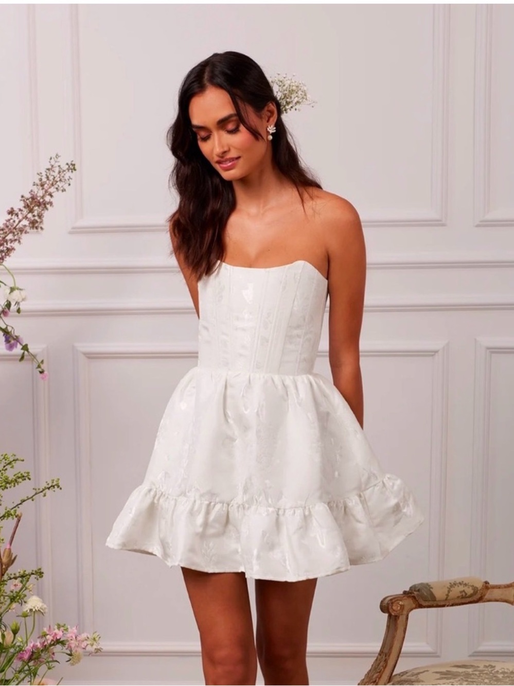 V. Chapman The Ginny Dress in White Baroque Floral